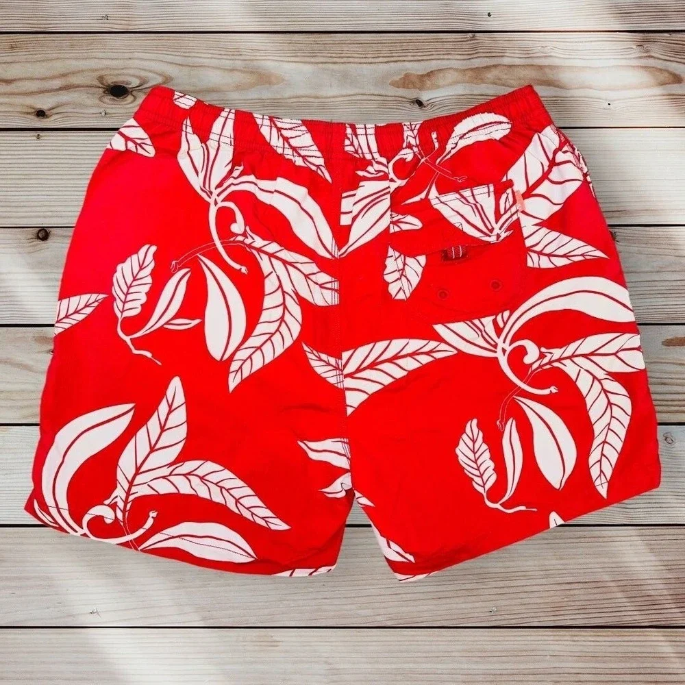 D5‎ Tommy Bahama Swimsuit Trunks Relax Size Large Floral Red 5.5